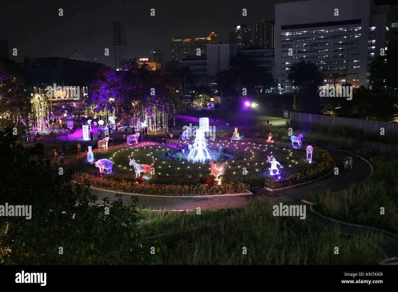 The Festival of Illumination in Bangkok lit up the Ratchada area in the build-up for the Countdown to New Year. Stock Photo