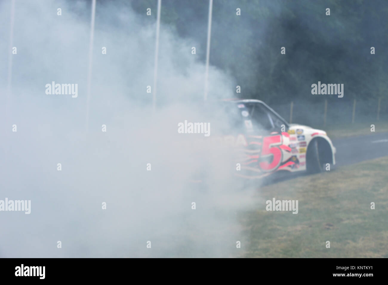 Mike Skinner, Toyota Tundra, Goodwood Festival of Speed, 2014,  Autosport, burn out, cars, classic cars, famous cars, Festival of Speed, Goodwood, Goo Stock Photo