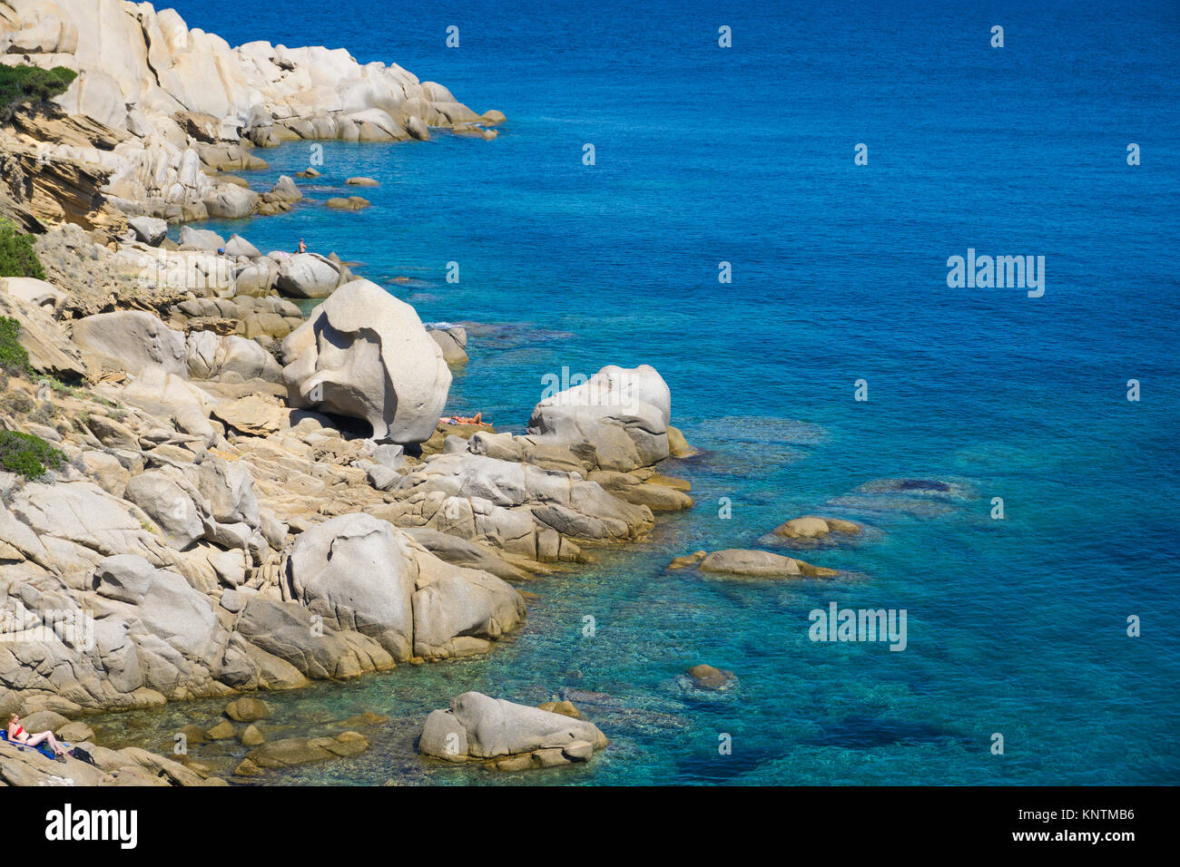 Idyllic rocky coast with granite boulders at Capo Testa, Santa Teresa di Gallura, Sardinia, Italy, Mediterranean sea, Europe Stock Photo