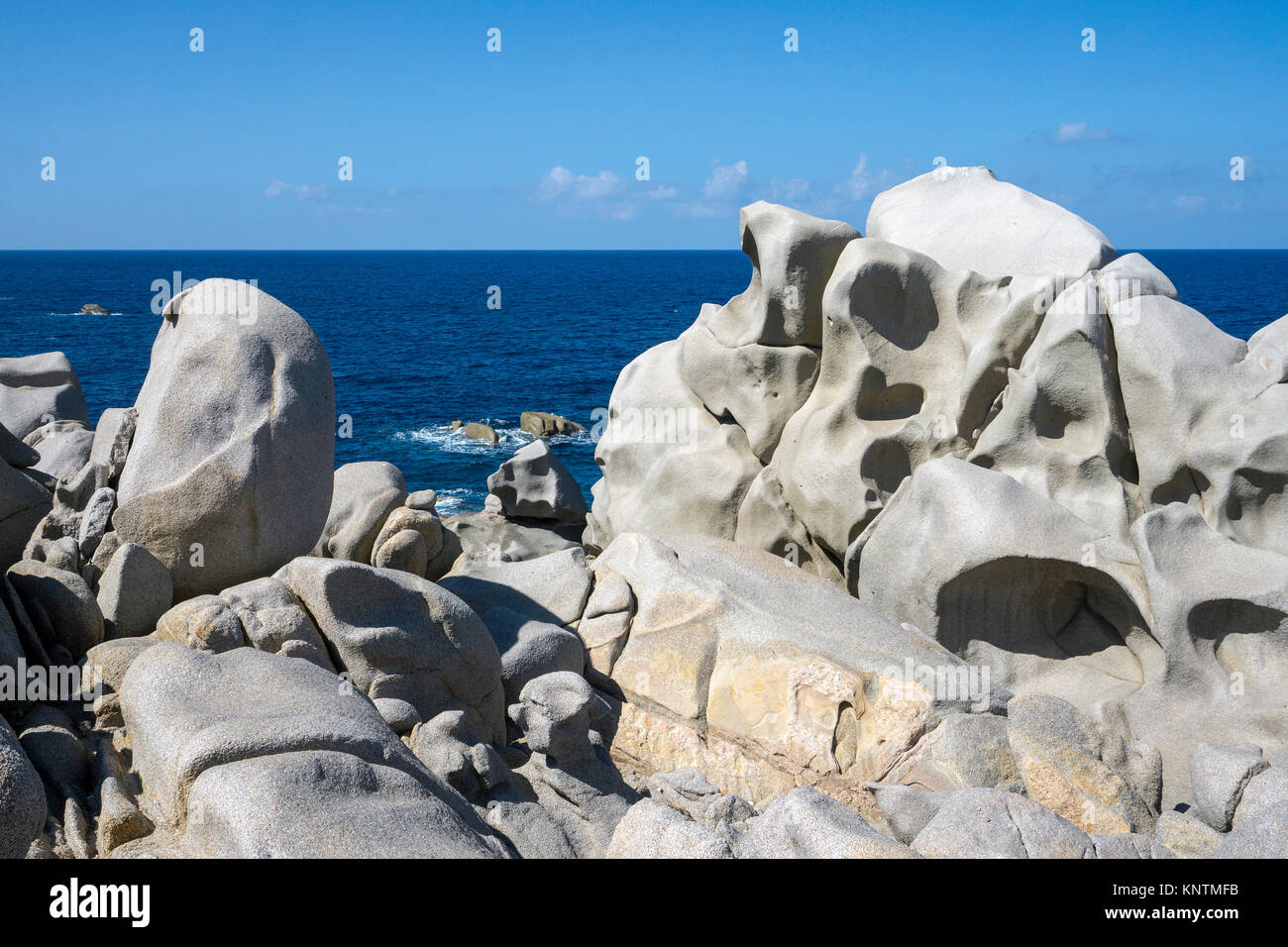 Coastal landscape, granite boulders at Capo Testa, Santa Teresa di Gallura, Sardinia, Italy, Mediterranean sea, Europe Stock Photo