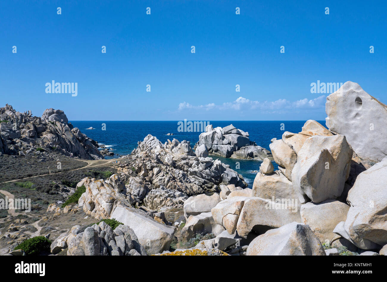 Coastal landscape, granite boulders at Capo Testa, Santa Teresa di Gallura, Sardinia, Italy, Mediterranean sea, Europe Stock Photo