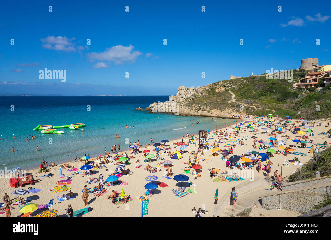 Beachlife at Rena Bianca beach, Santa Teresa di Gallura, Sardinia, Italy, Mediterranean sea, Europe Stock Photo
