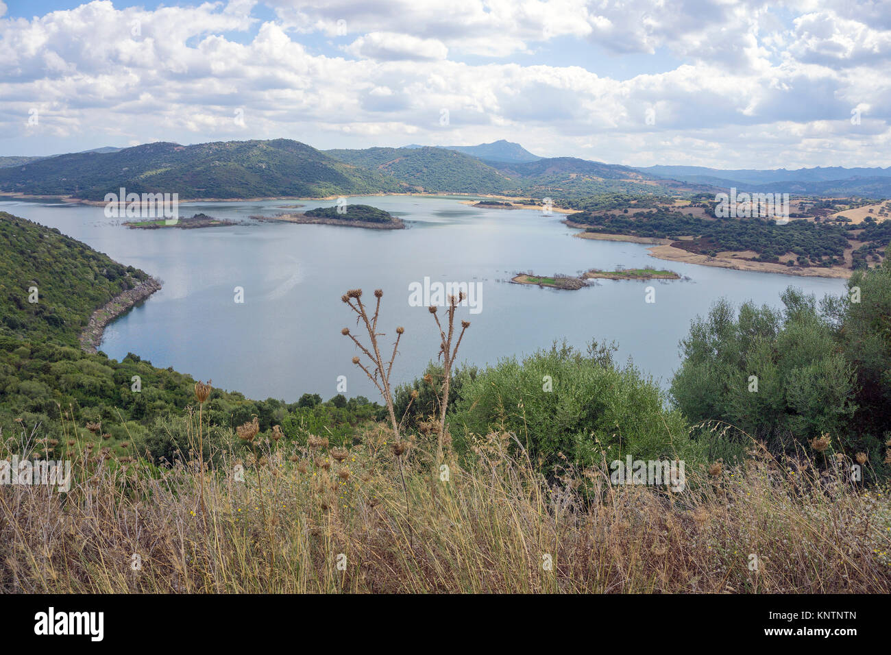 Lago di Liscia, reservoir at Luras, Gallura, Sardinia, Italy, Mediterranean sea, Europe Stock Photo