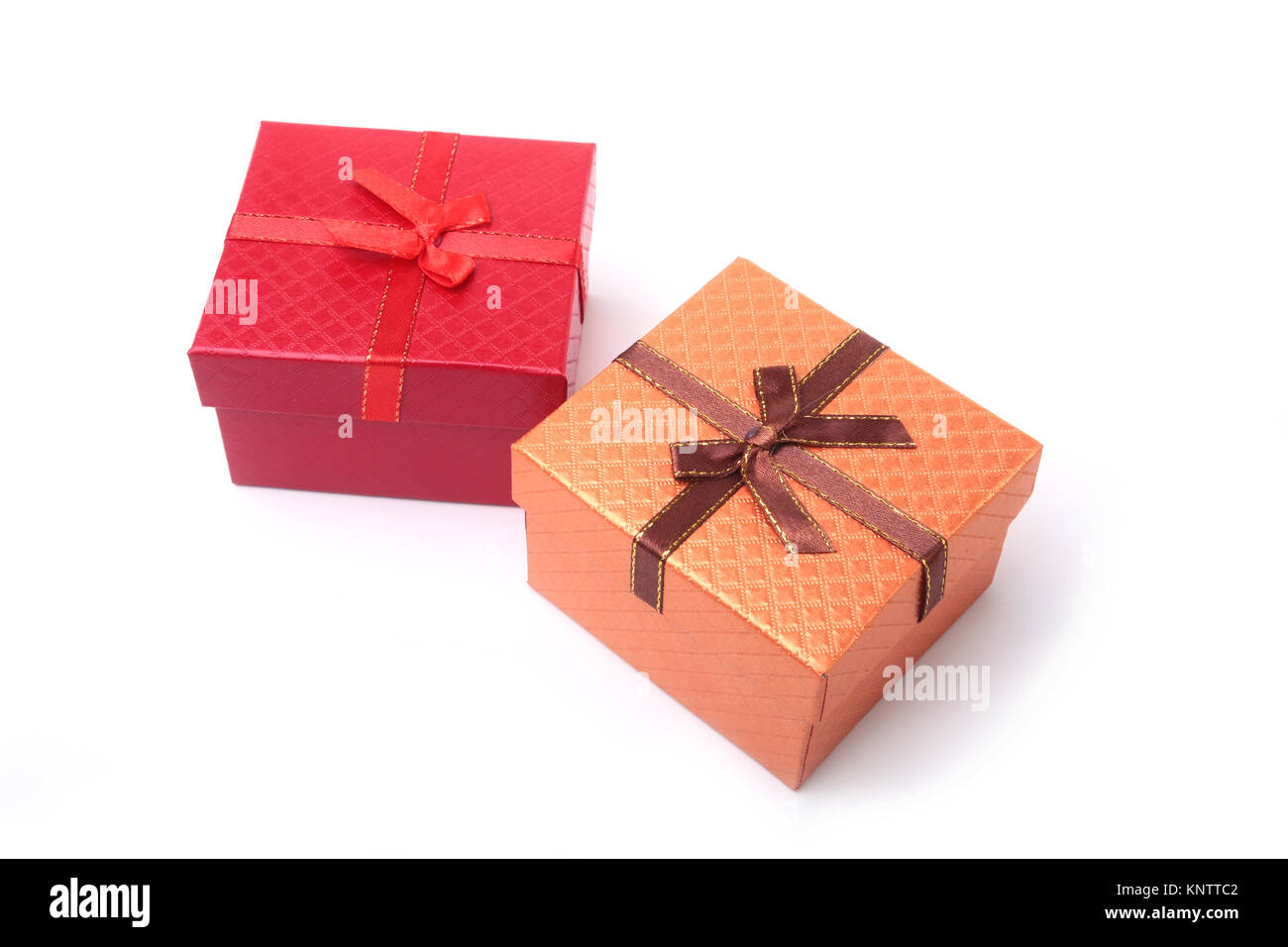Gift boxes with bow on white background. Decoration Stock Photo - Alamy