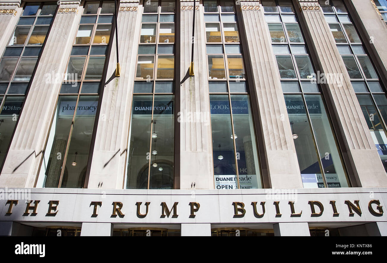 Detail of Trump building in New York. This skyscraper was built at 1930 and from 2000 is a NYC Landmark. Stock Photo
