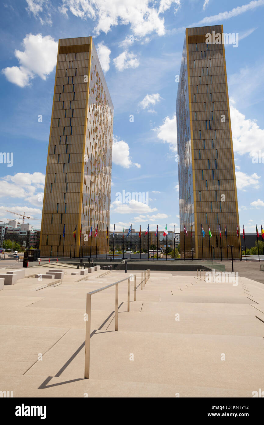 Office tower European Court of Justice, EU Building, Kirchberg Plateau, European Centre, Luxembourg City, Luxembourg, Benelux Stock Photo