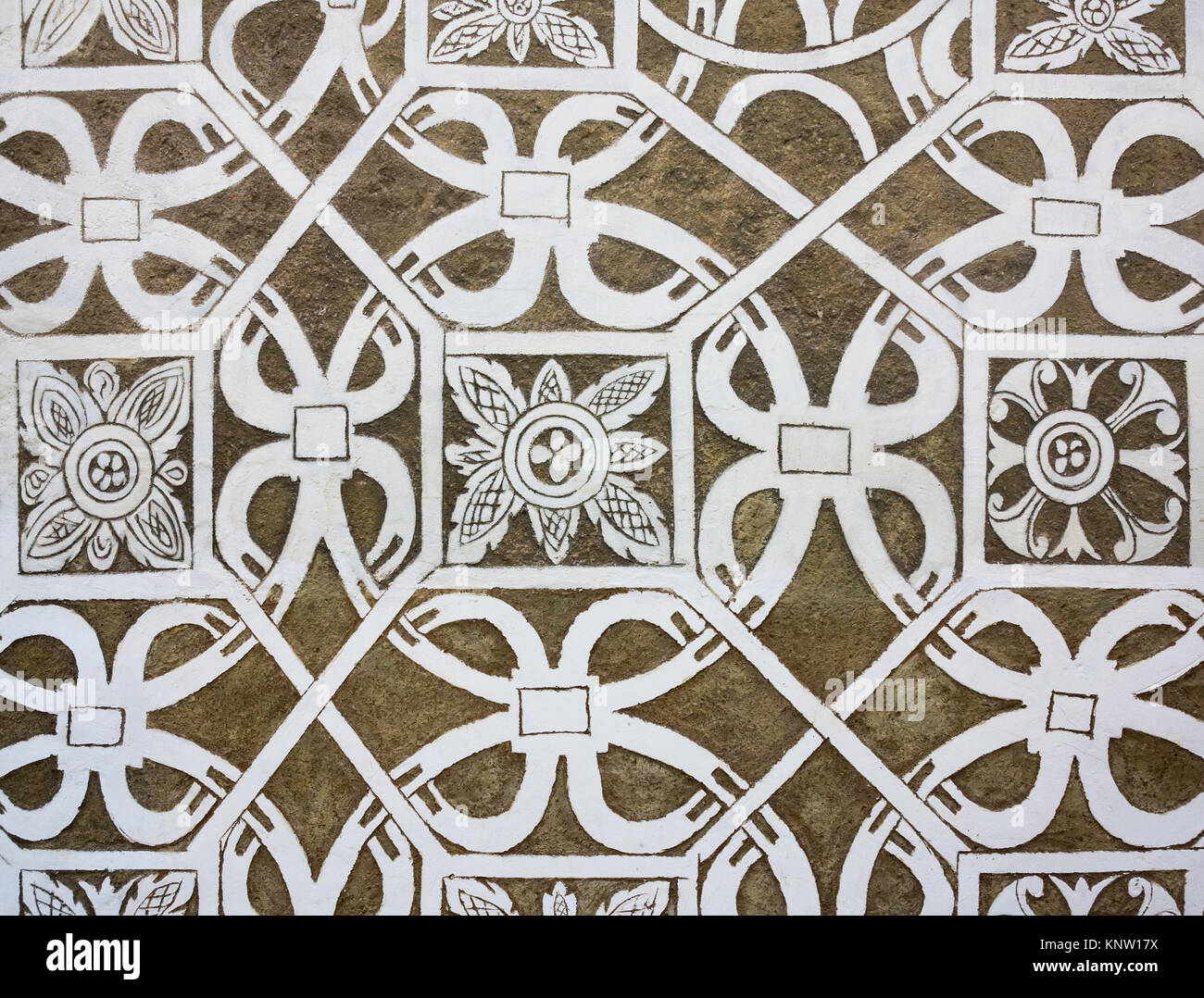 Sgraffito - Renaissance decoration of stucco of walls by scraping Stock Photo