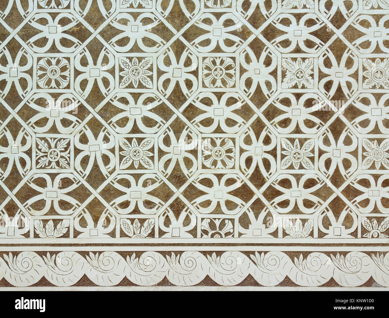 Sgraffito - Renaissance decoration of stucco of walls by scraping Stock Photo