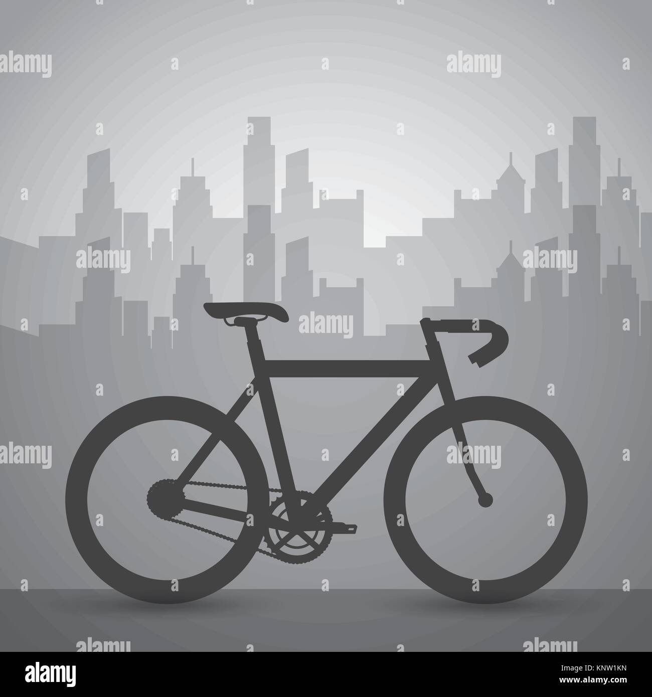 dark bike with cityscape building urban transport Stock Vector Image ...