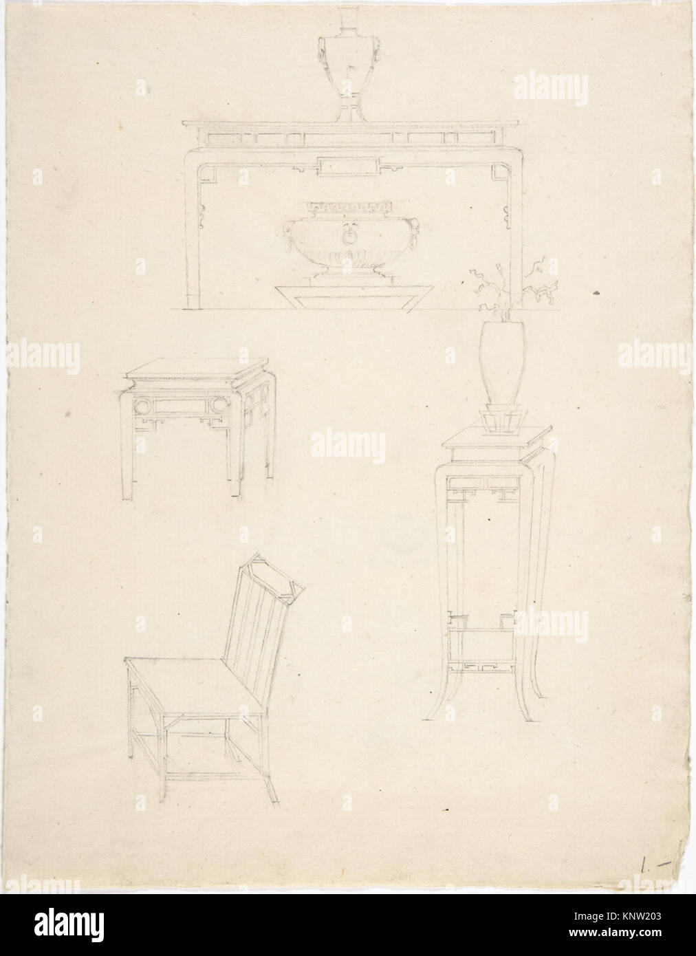 Designs for Chinoiserie Furniture- Three Tables and a Prie-Dieu MET ...