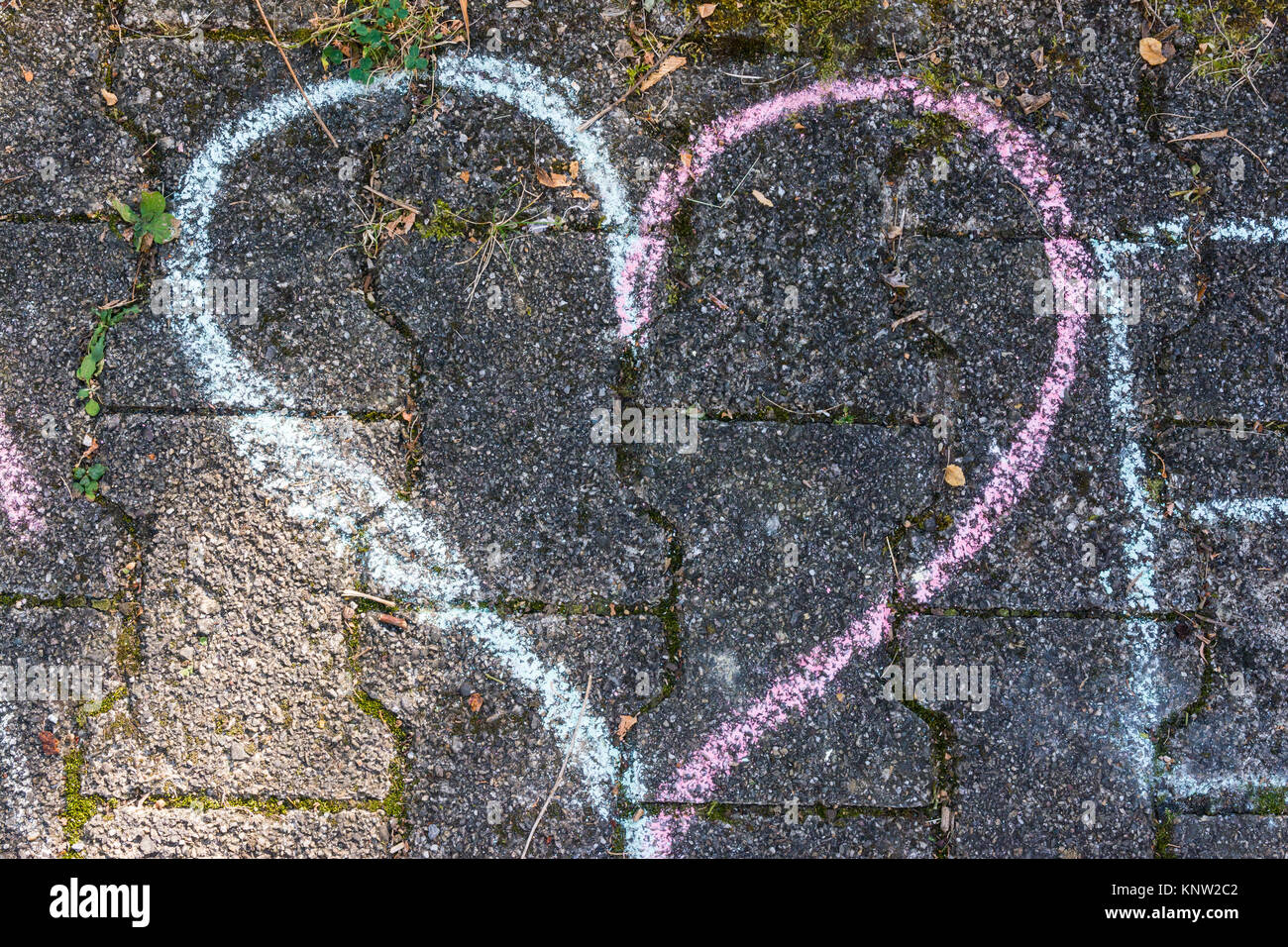 Sidewalk Concrete Stone Heart Chalk Drawing Children Playing Texture