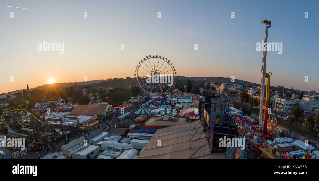 Bad Cannstatt Stuttgart Germany Lansdcsape Volksfest Rollercoasters Rides Stock Photo