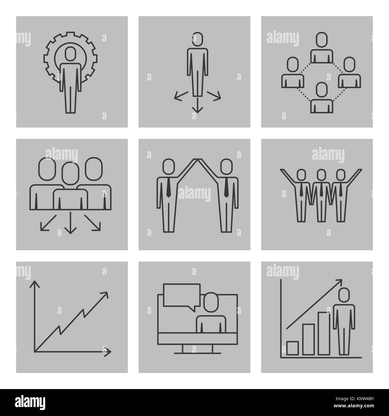 business people teamwork icon set in thin line style Stock Vector Image ...