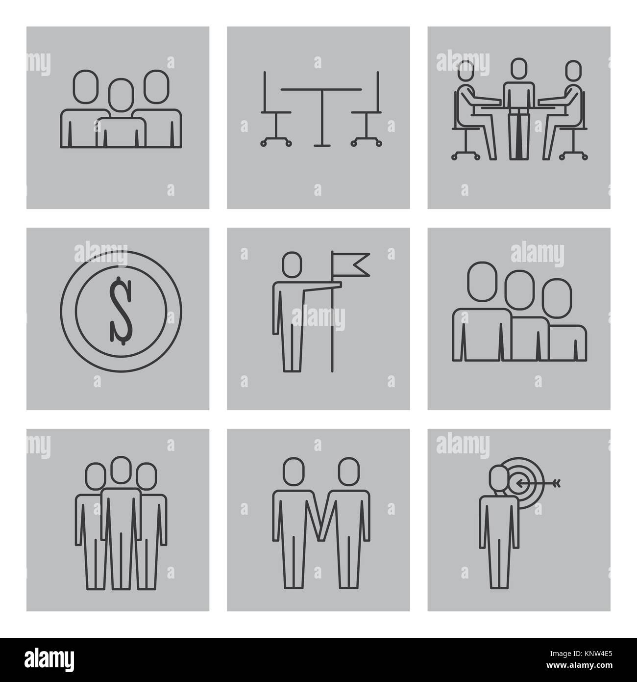 business people teamwork icon set in thin line style Stock Vector Image ...