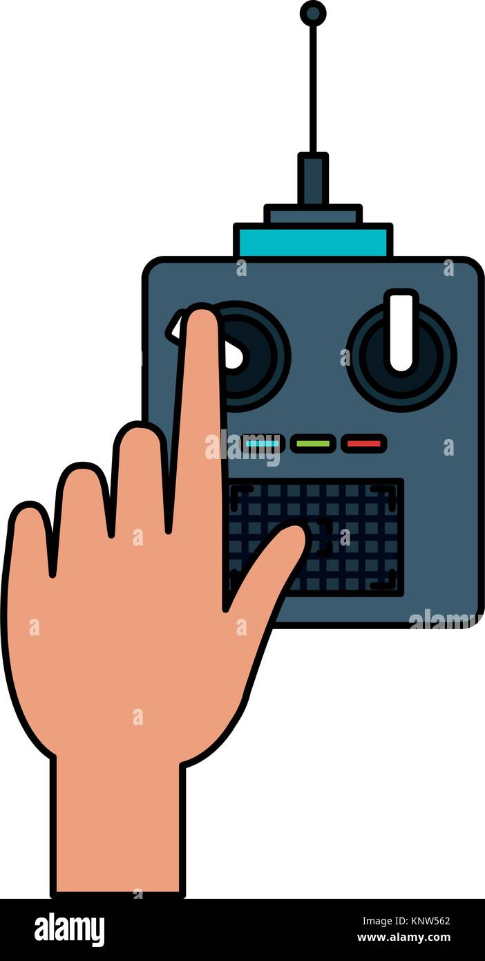 user hand with drone remote control vector illustration design Stock ...