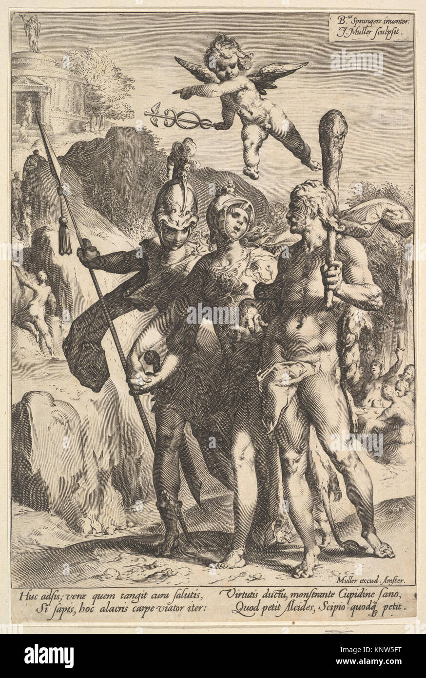 Hercules Being Shown the Mountainous Road to the Temple of Immortal Fame in the Company of Minerva and Mars MET DP825419 374013 Stock Photo