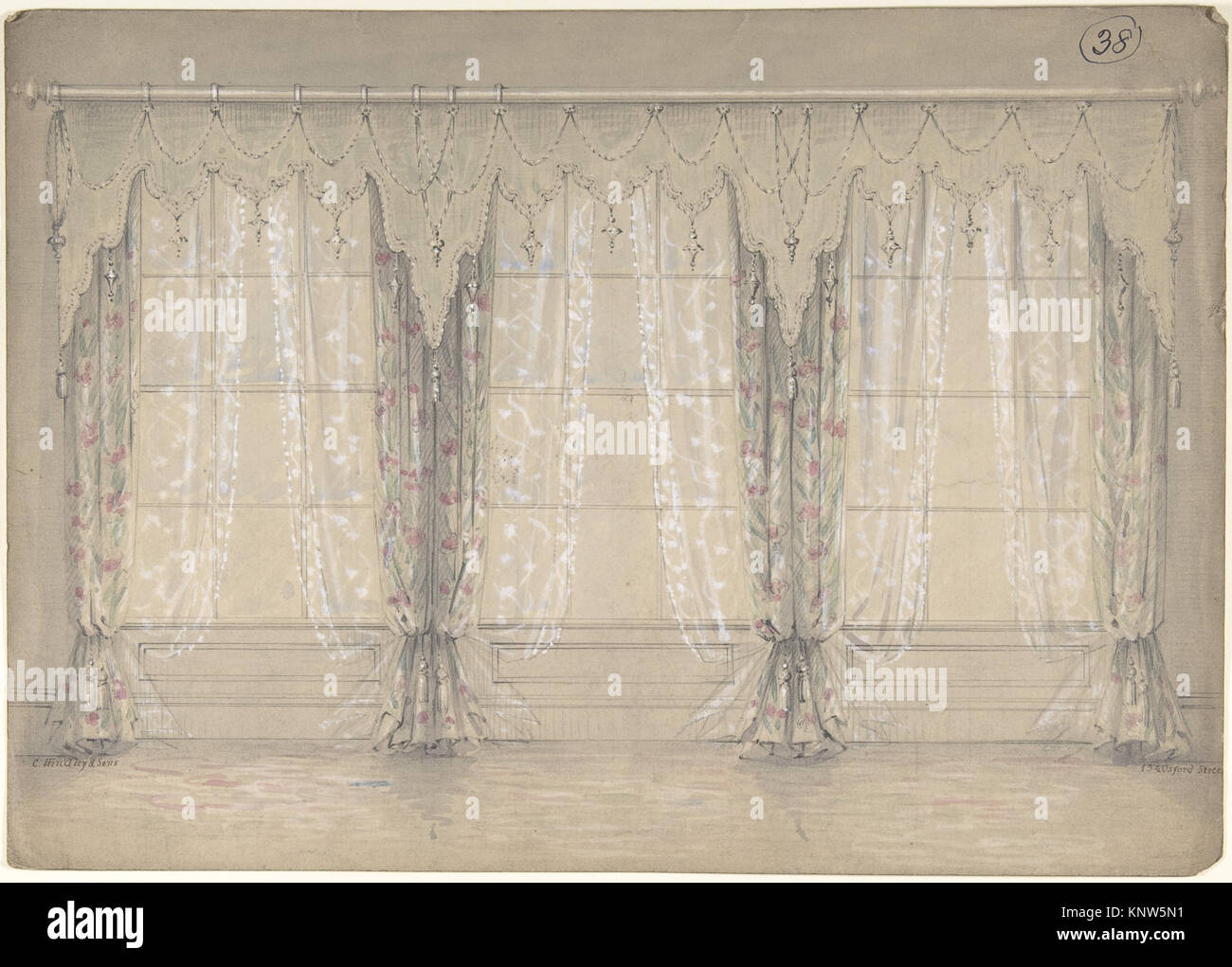 Design for a wall featuring three evenly spaced windows, architectural ...
