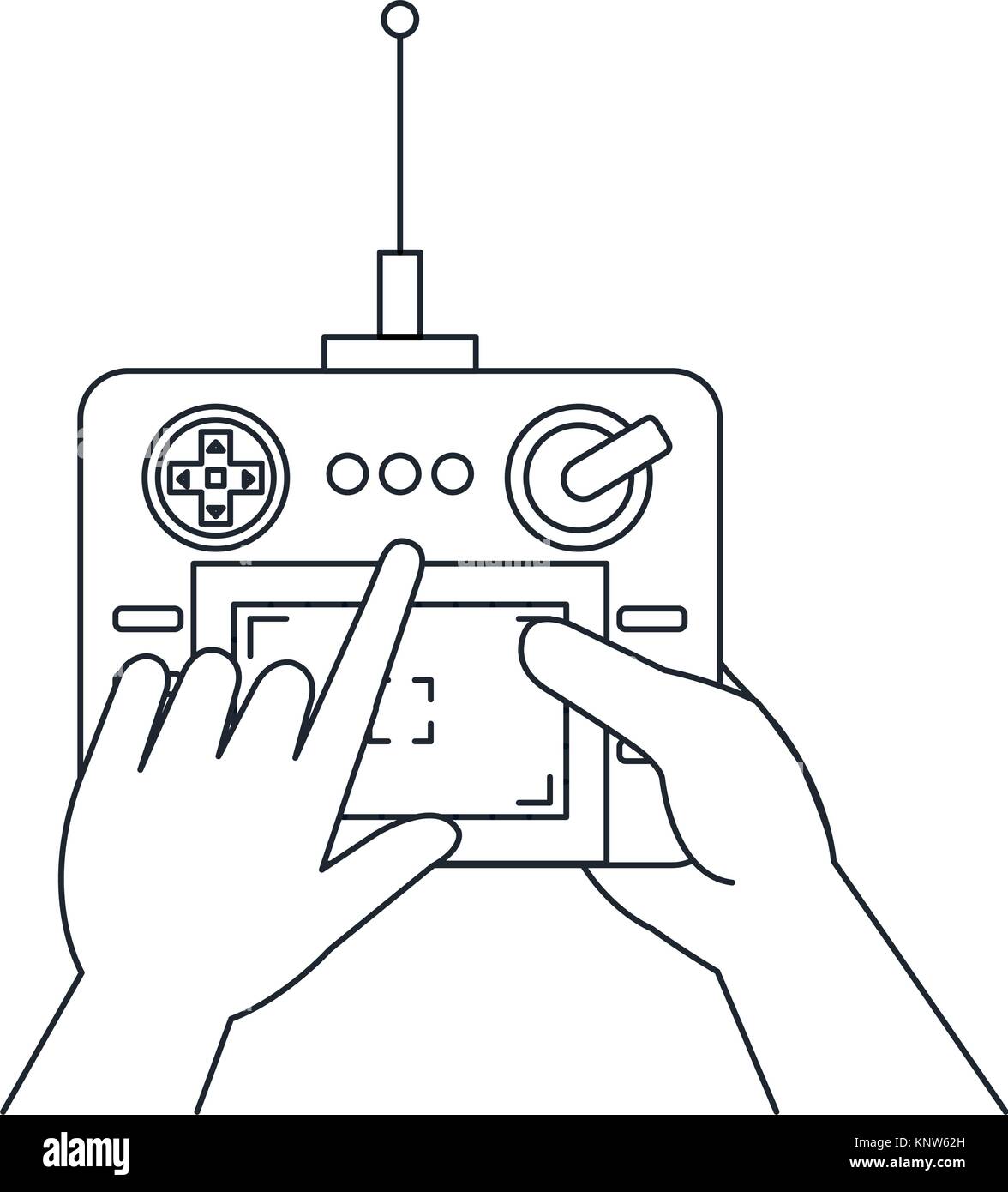 user hand with drone remote control vector illustration design Stock ...