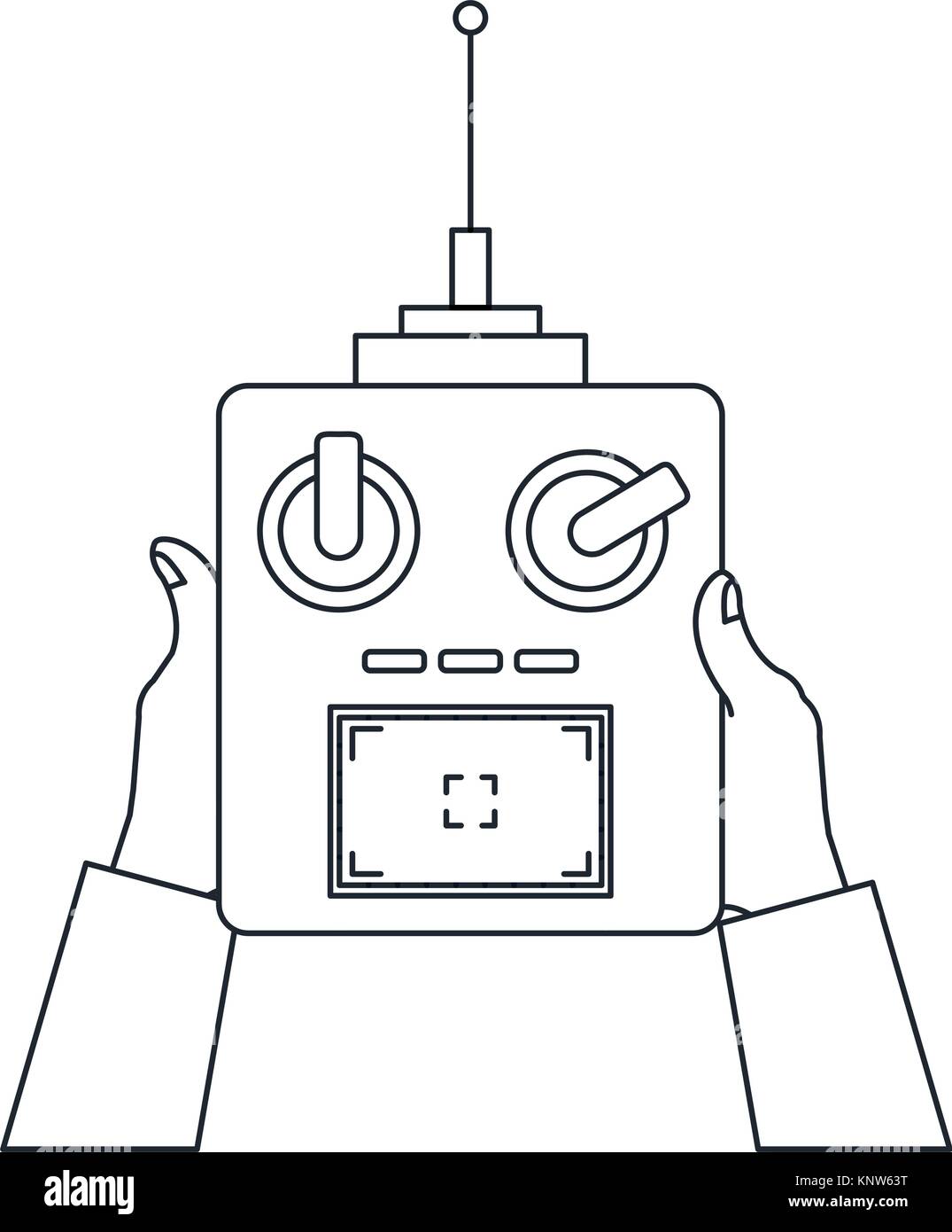 user hand with drone remote control vector illustration design Stock ...