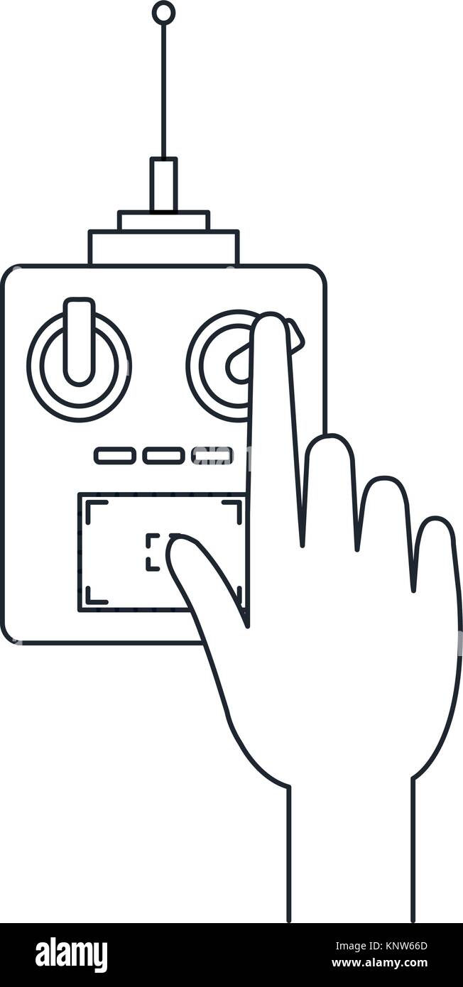 user hand with drone remote control vector illustration design Stock ...