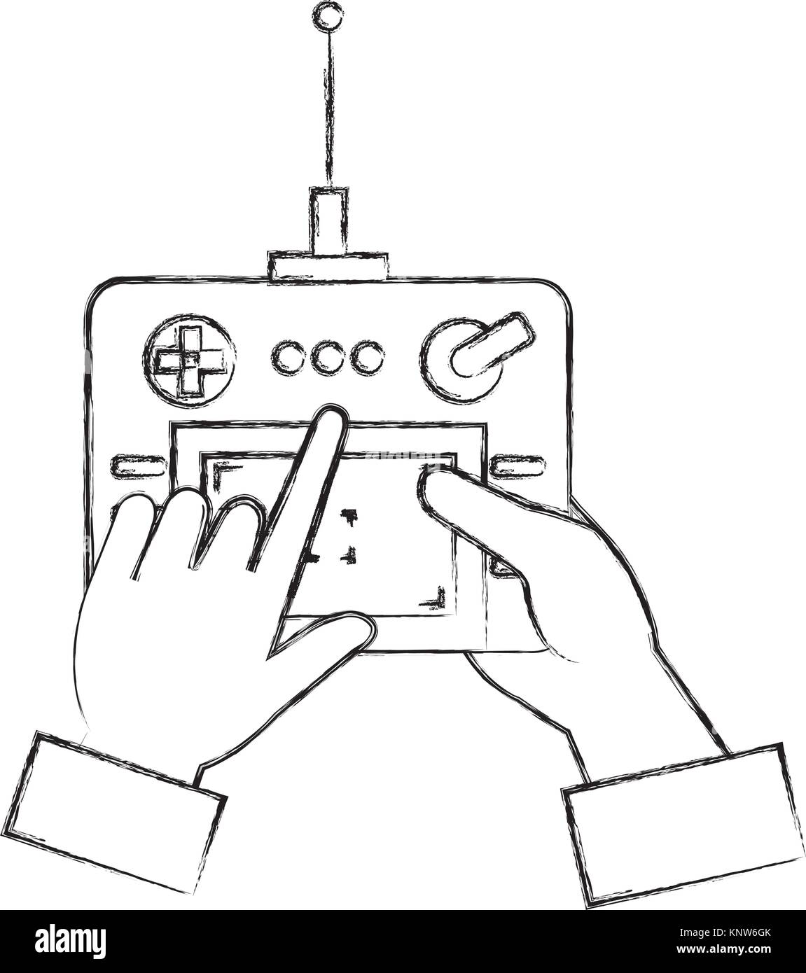 user hand with drone remote control vector illustration design Stock ...
