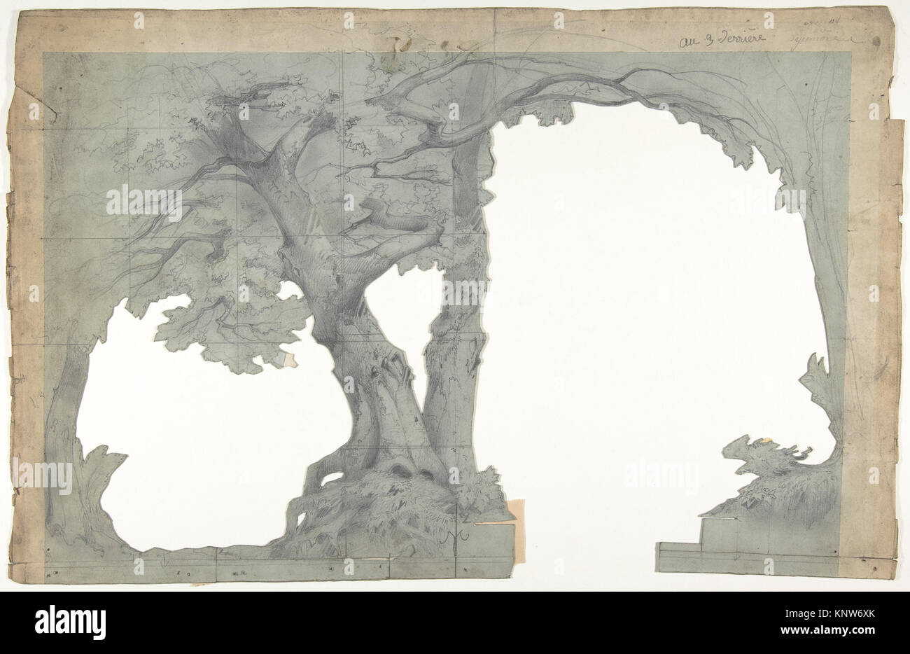 Illustration of a stage set design for the Opéra in Paris, showing ...