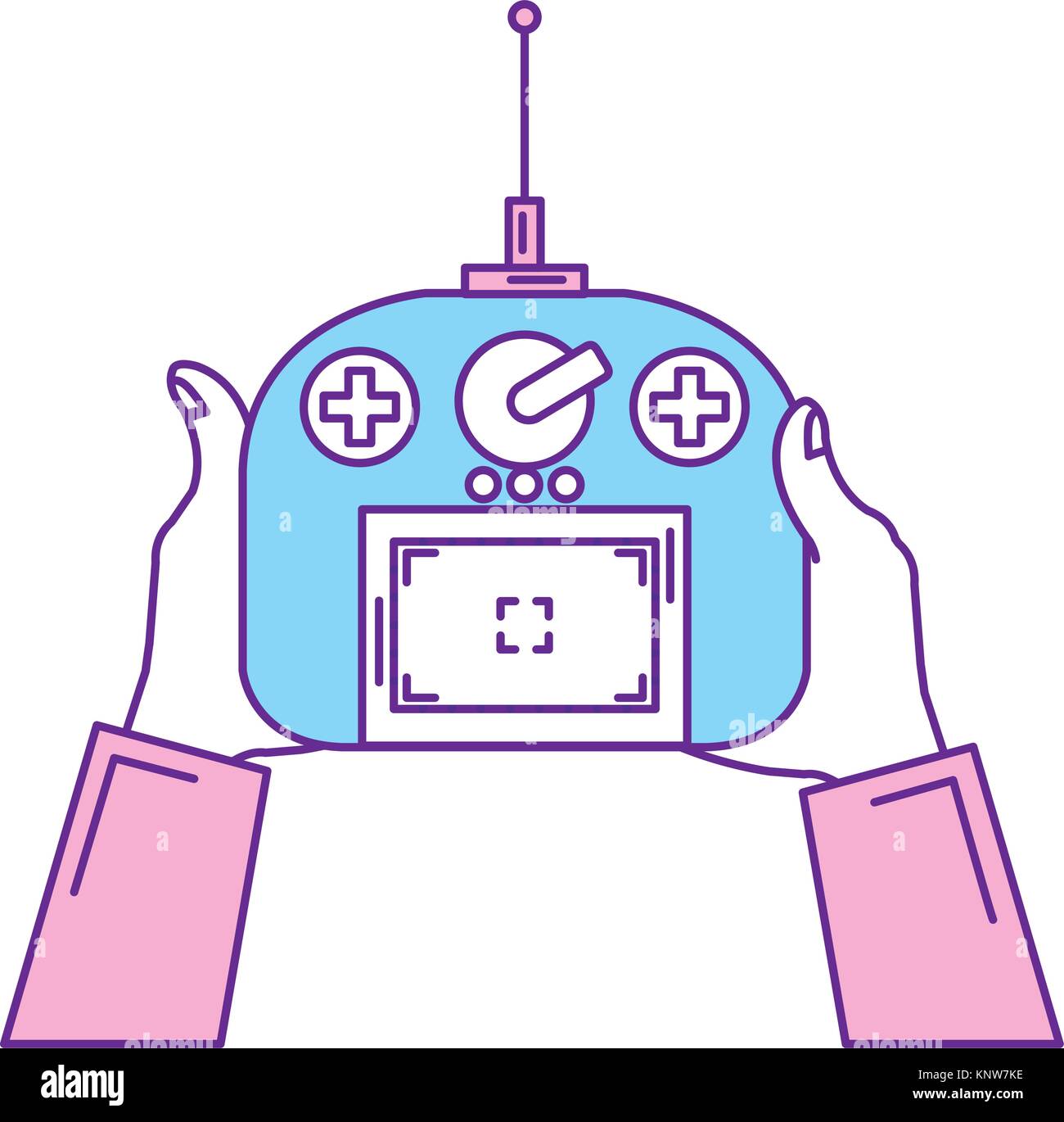 user hand with drone remote control vector illustration design Stock ...