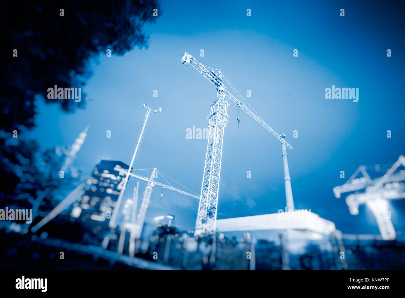 Low Angle View Of Cranes against skyline in Beijing,China Stock Photo ...