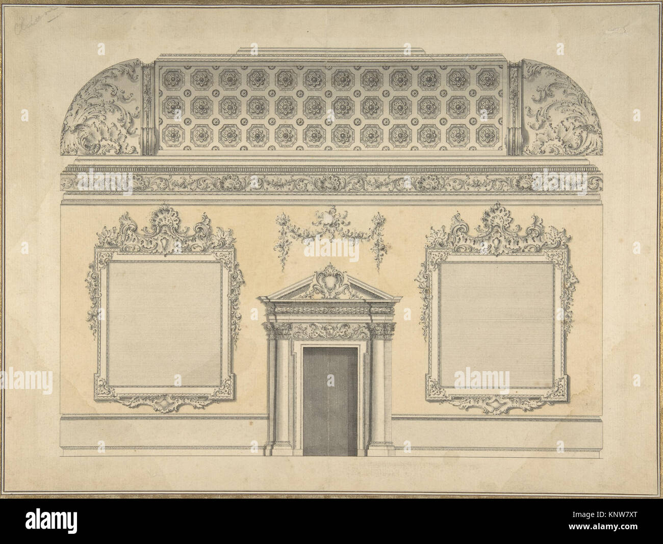 Design For Section Of A Rococo Room With A Coved Ceiling And