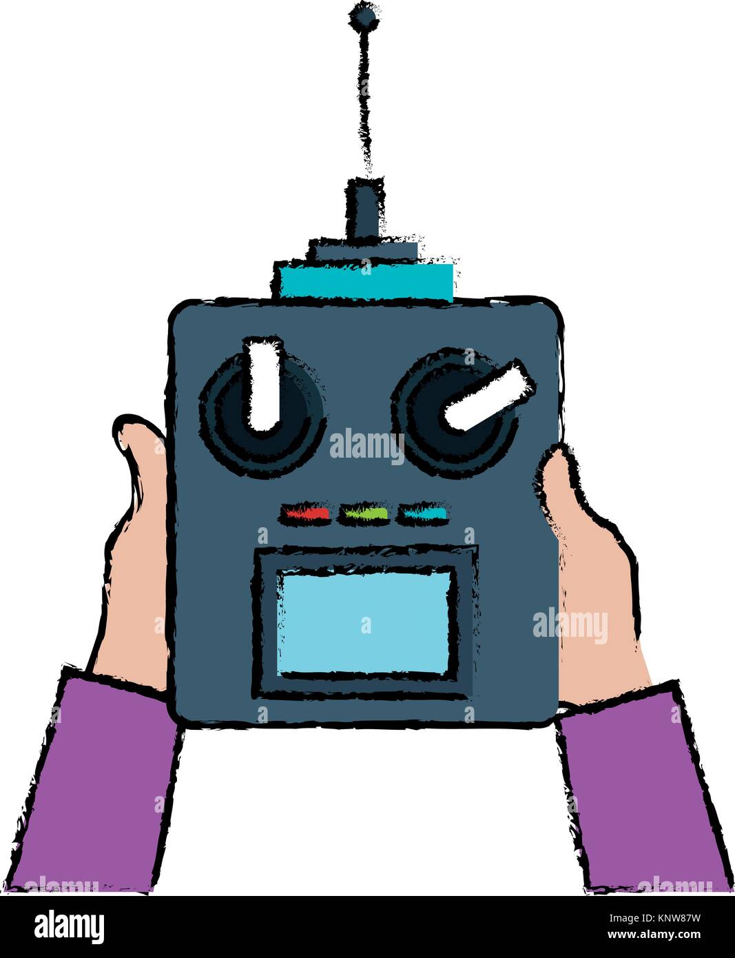 user hand with drone remote control vector illustration design Stock ...