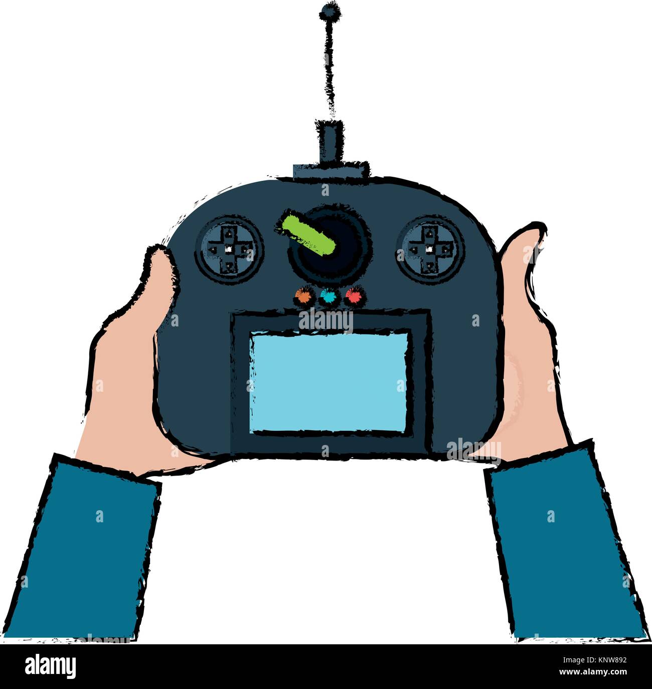 user hand with drone remote control vector illustration design Stock ...