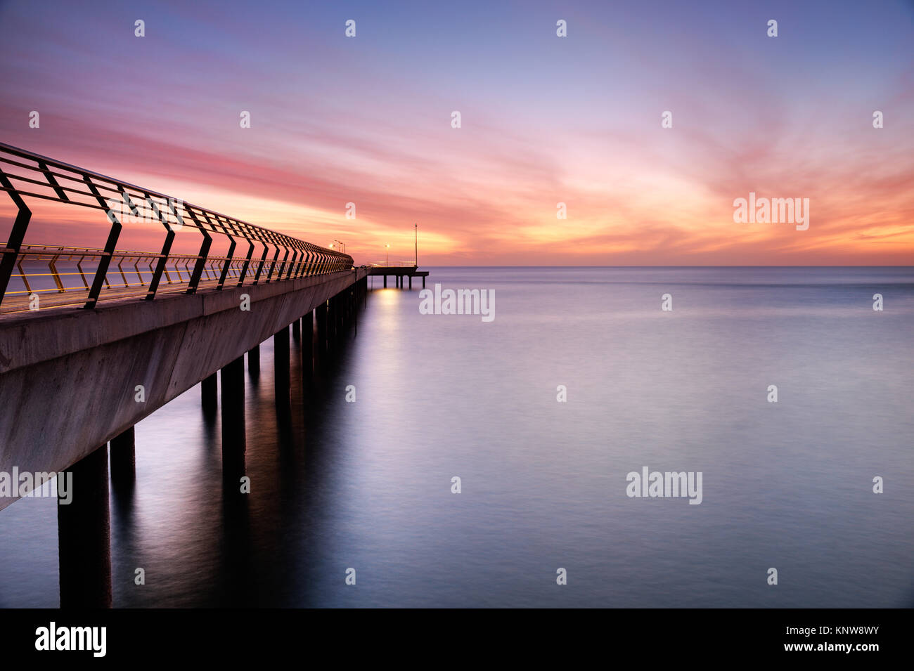 The new Lorne jetty, photographed from the old jetty. Stock Photo