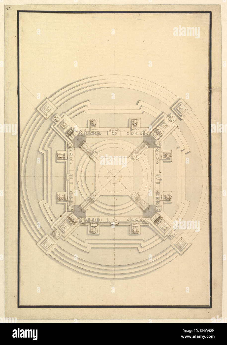 Ground Plan for a Catafalque for a Duchess of Hanover, probably Sophia (1630-1714) the mother of George I of England MET DP820103 344383 Stock Photo
