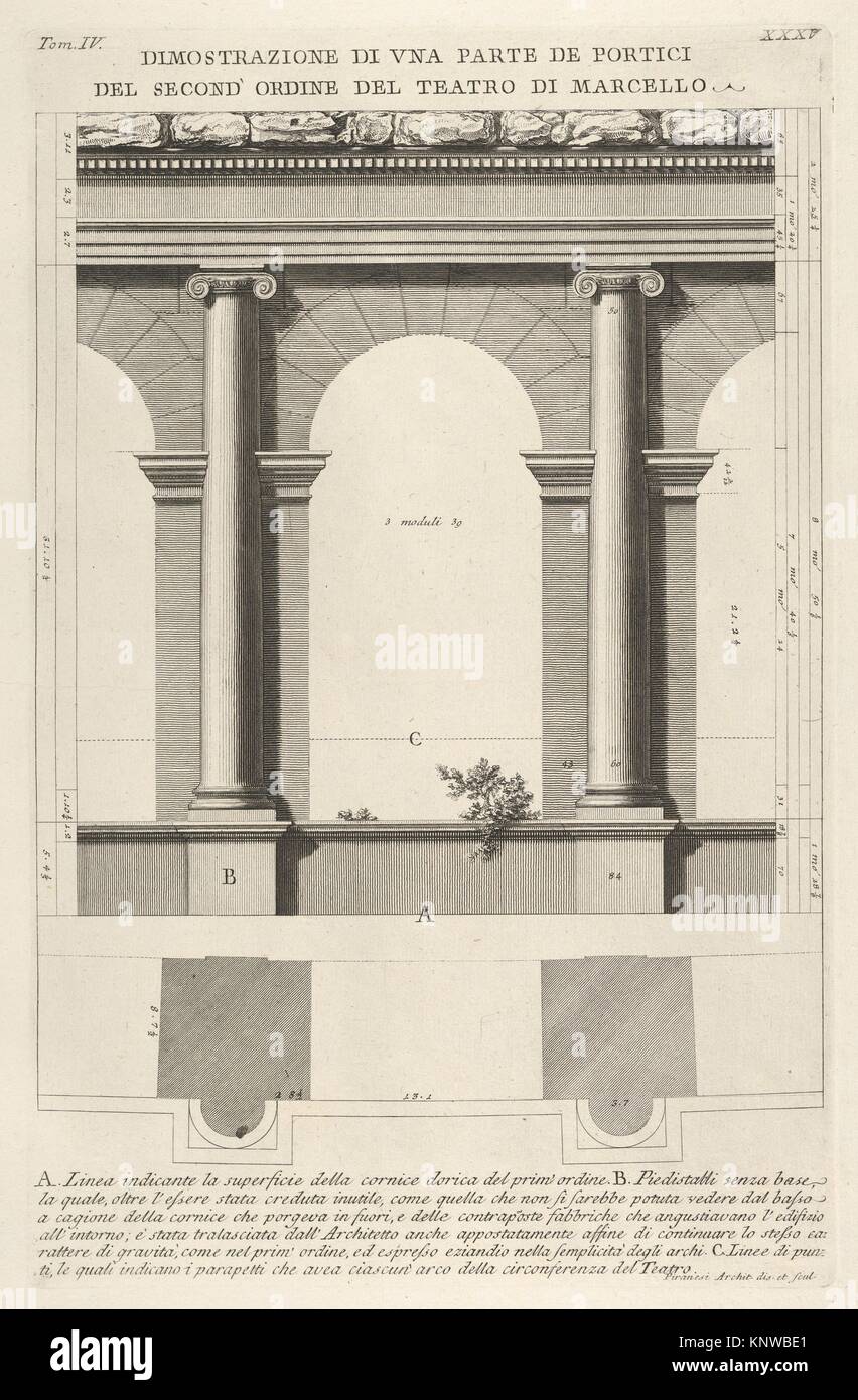 Elevation and plan of the second-order portico at the Theater of Marcellus ( Teatro di Marcello), Rome, from the series ´Le Antichità Romane´ Stock  Photo - Alamy
