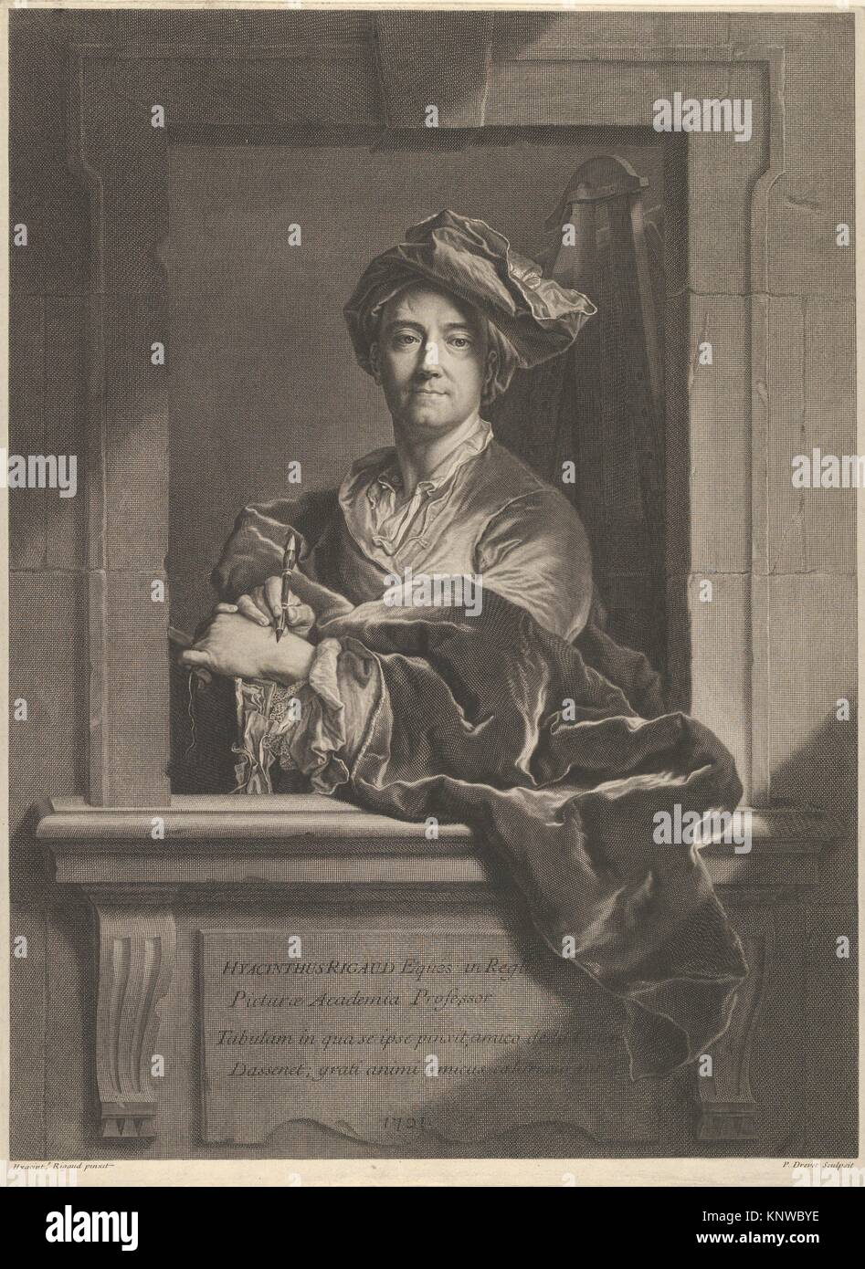 Portrait of Hyacinthe Rigaud. Artist: Pierre Imbert Drevet (French, Paris 1697-1739 Paris); Sitter: Hyacinthe Rigaud (French, Perpignan 1659-1743 Stock Photo