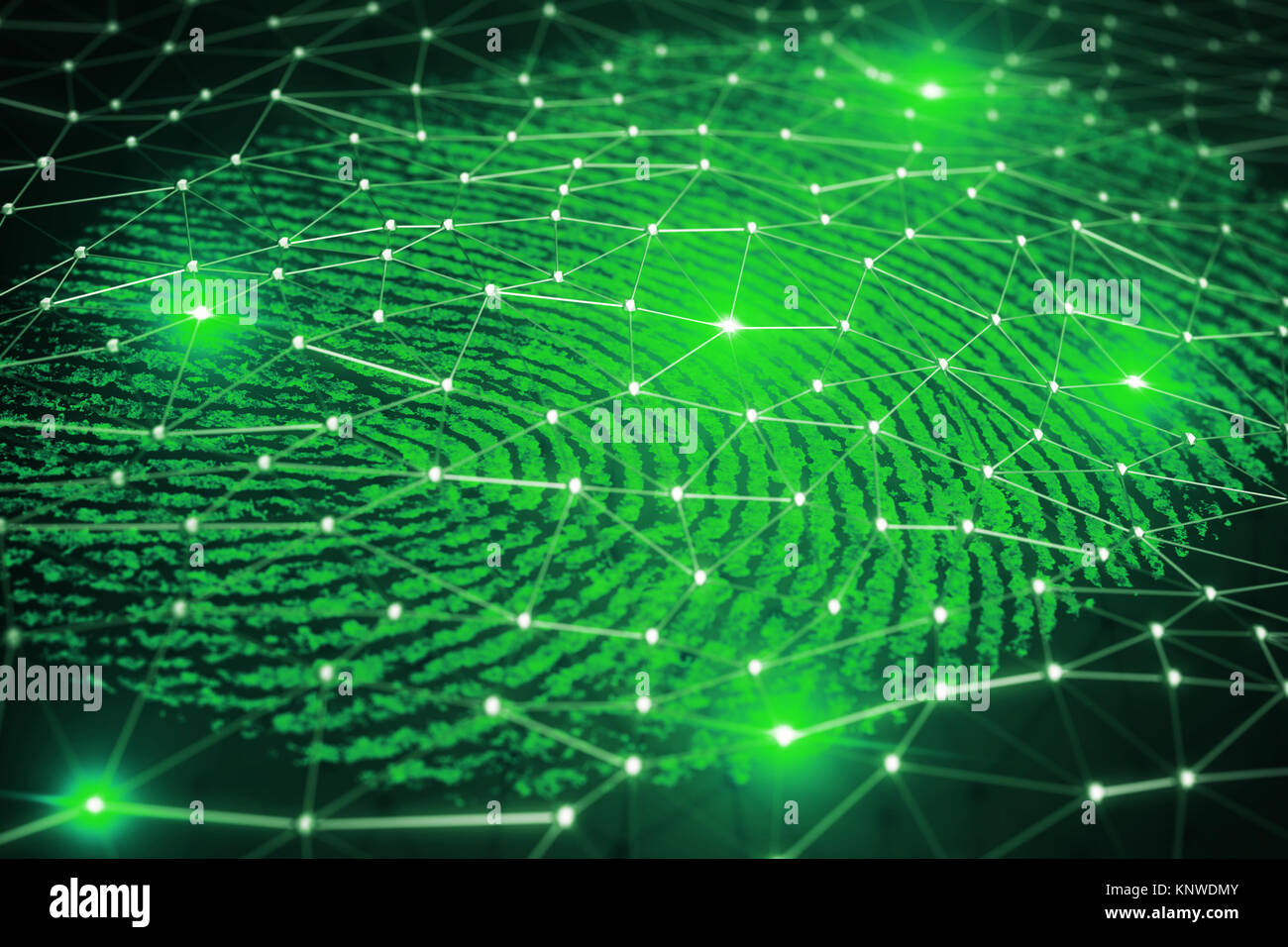 3D illustration. Fingerprint Scanning Identification System