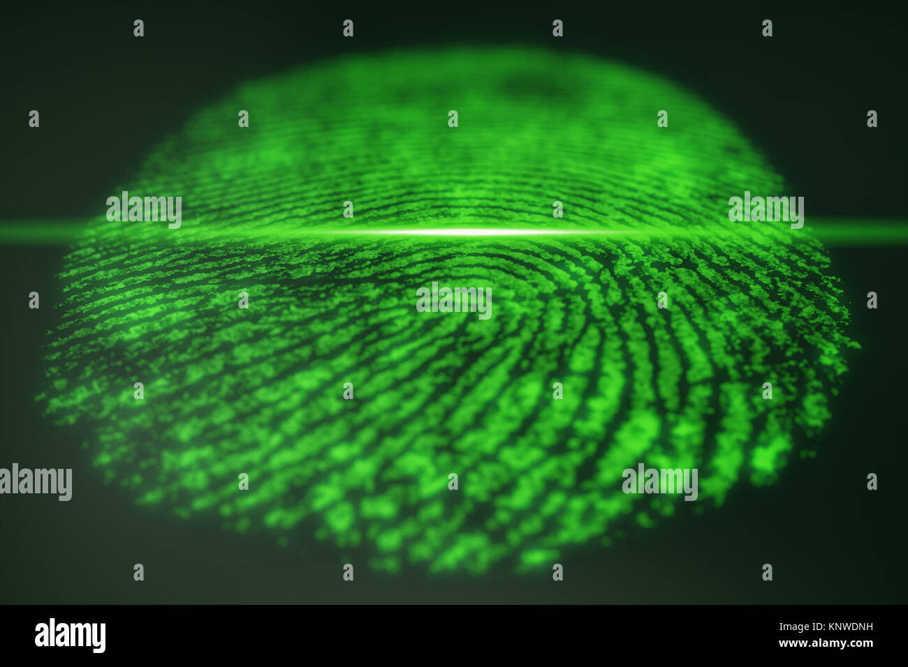 3D illustration. Fingerprint Scanning Identification System ...