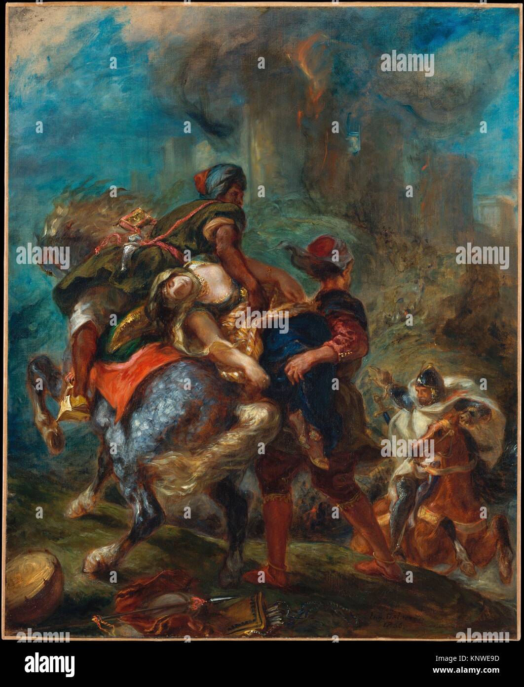 The Abduction of Rebecca. Artist: Eugène Delacroix (French, Charenton-Saint-Maurice 1798-1863 Paris); Date: 1846; Medium: Oil on canvas; Dimensions: Stock Photo