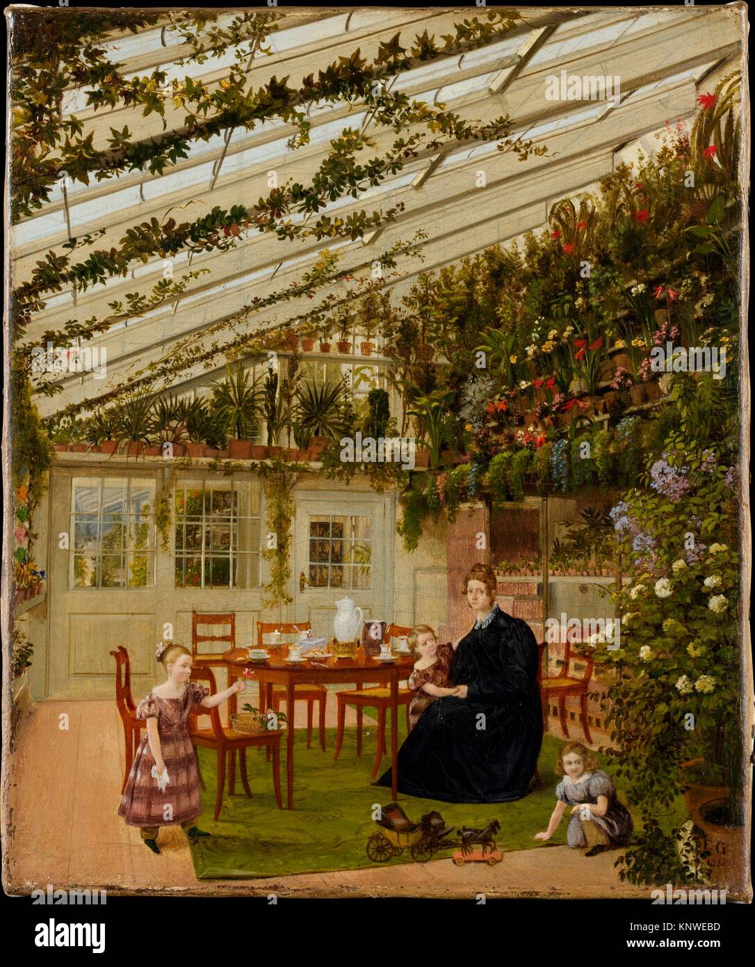 The Family of Mr. Westfal in the Conservatory. Artist Eduard Gaertner