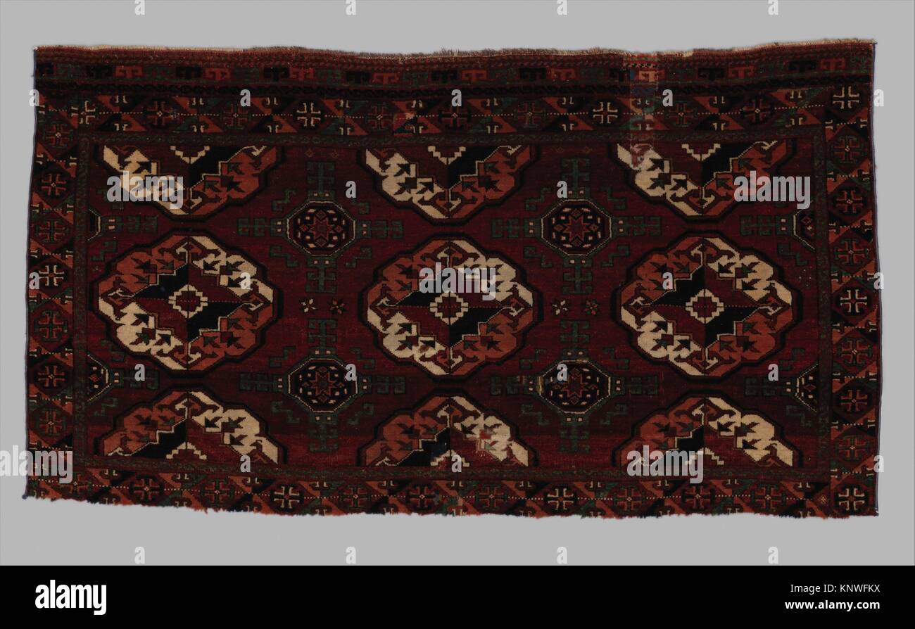 Storage Bag (Chuval) Face. Object Name: Storage bag; Date: early 19th century; Geography: Attributed to Central Asia; Medium: Wool (warp, weft and Stock Photo