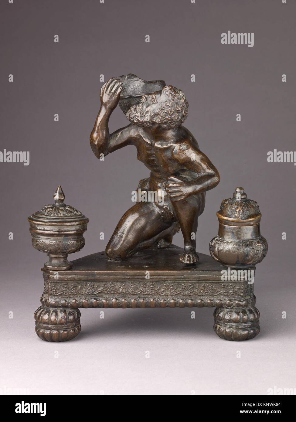 Inkwell in the Form of Atlas Holding a Globe. Artist: Workshop of Severo Calzetta da Ravenna (Italian, active by 1496, died before 1543); Date: first Stock Photo