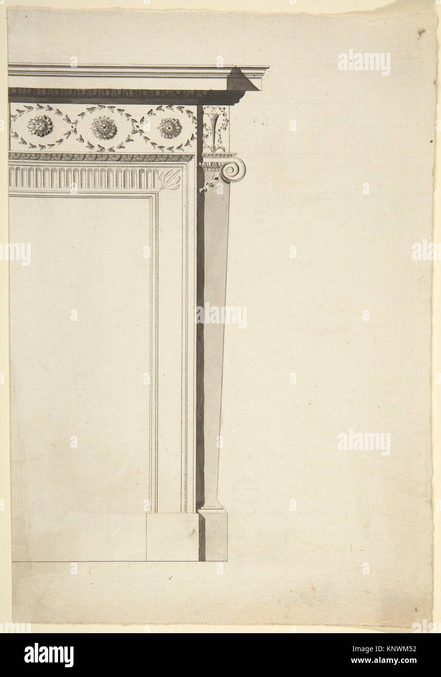 Partial Design for a Chimneypiece. Artist: Attributed to Sir William Chambers (British (born Sweden), Göteborg 1723-1796 London); Date: 1740-1800; Stock Photo