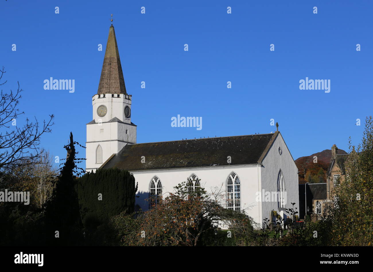 White Church Comrie Scotland  November 2017 Stock Photo