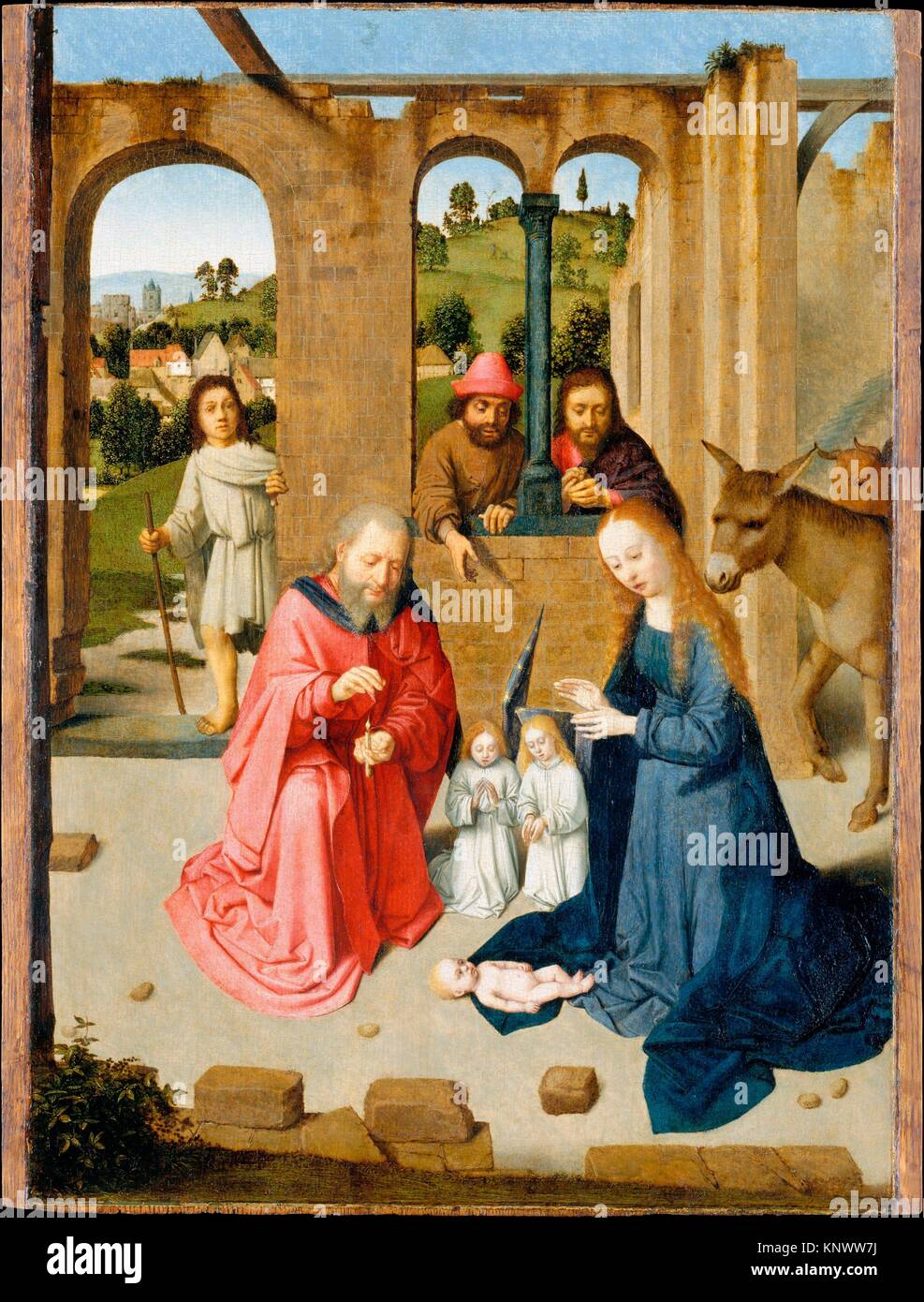 The Nativity. Artist: Gerard David (Netherlandish, Oudewater ca. 1455-1523 Bruges); Date: early 1480s; Medium: Oil on wood; Dimensions: Overall 18 Stock Photo
