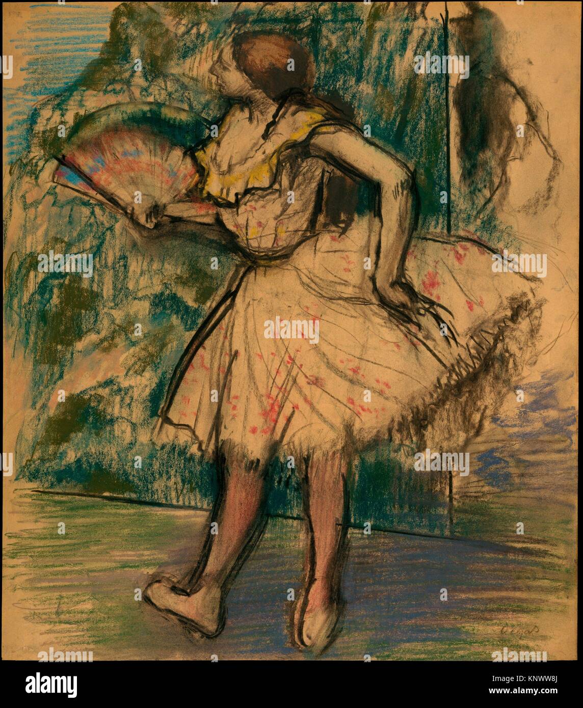 Dancer with a Fan. Artist: Edgar Degas (French, Paris 1834-1917 Paris);  Date: ca. 1890-95; Medium: Pastel and charcoal on buff-colored wove tracing  Stock Photo - Alamy
