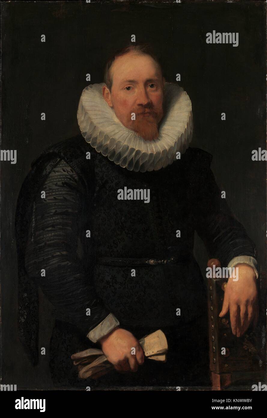 Portrait of a Man. Artist: Anthony van Dyck (Flemish, Antwerp 1599-1641 London); Date: ca. 1618; Medium: Oil on wood; Dimensions: 41 3/4 x 28 5/8 in. Stock Photo