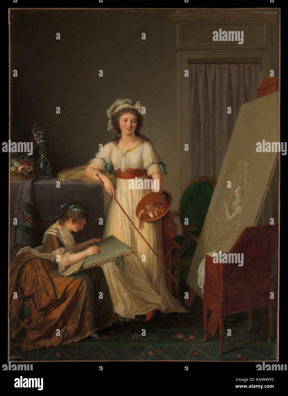 The Interior of an Atelier of a Woman Painter. Artist: Marie Victoire Lemoine (French, Paris 1754-1820 Paris); Date: 1789; Medium: Oil on canvas; Stock Photo