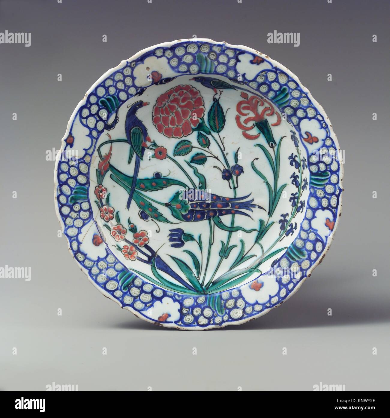 Dish Depicting Two Birds among Flowering Plants. Object Name Dish