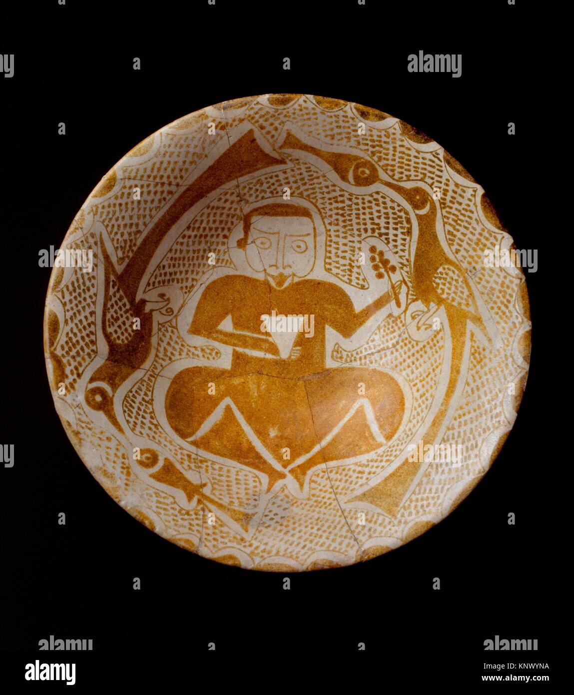 Bowl depicting a Man holding a Cup and a Flowering Branch. Object Name