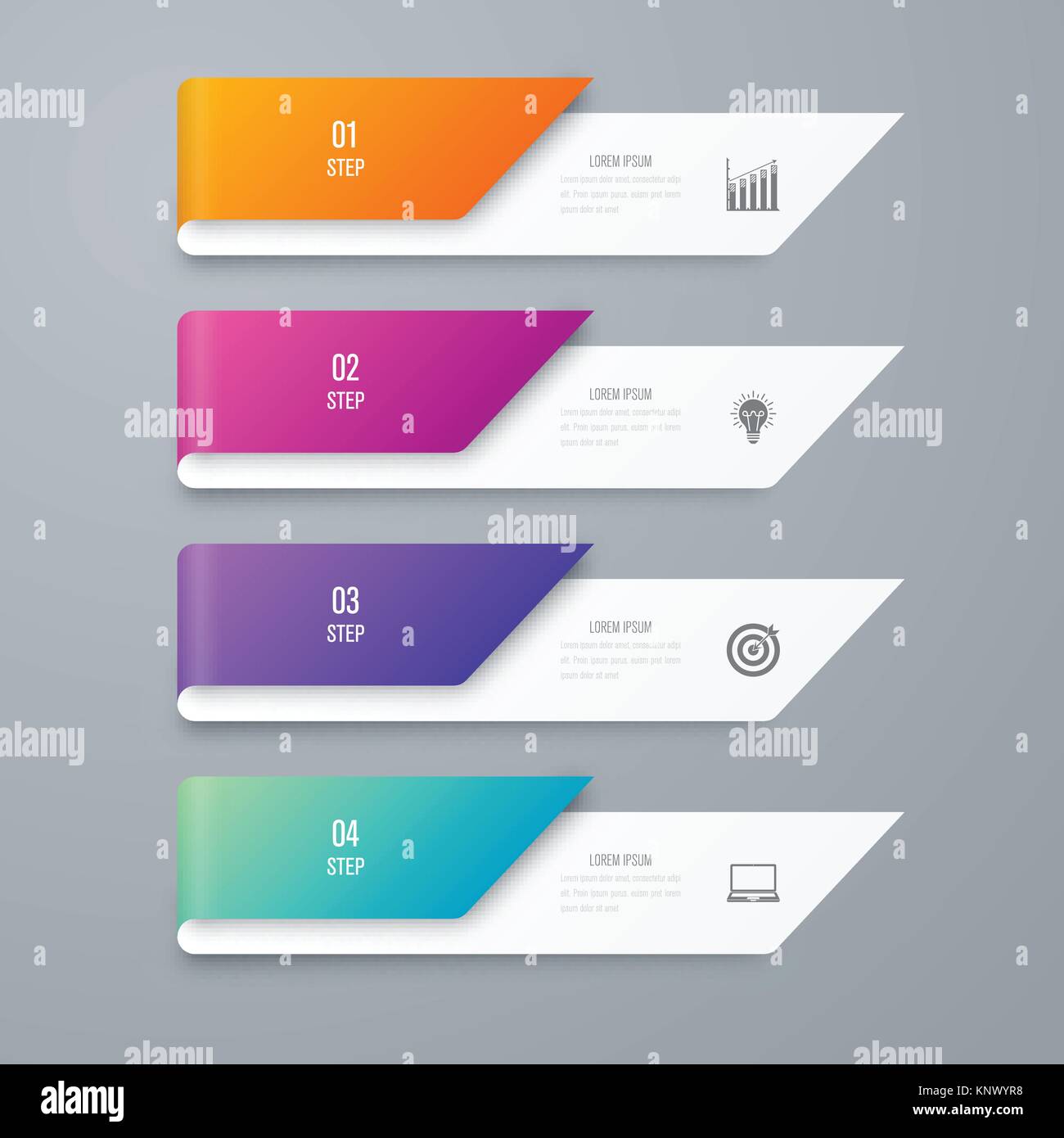 Business infographics template 4 steps with square Stock Vector Image ...